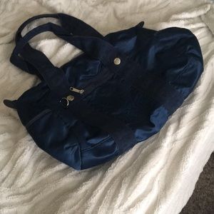 Small PINK navy blue duffel bag